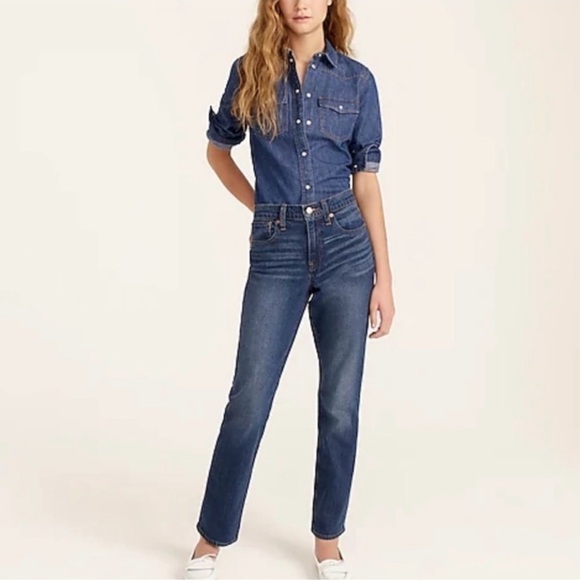 J. Crew Mid-Rise Denim Slim Distressed Boyfriend Blue Jeans J Crew Size 27 - Picture 13 of 13